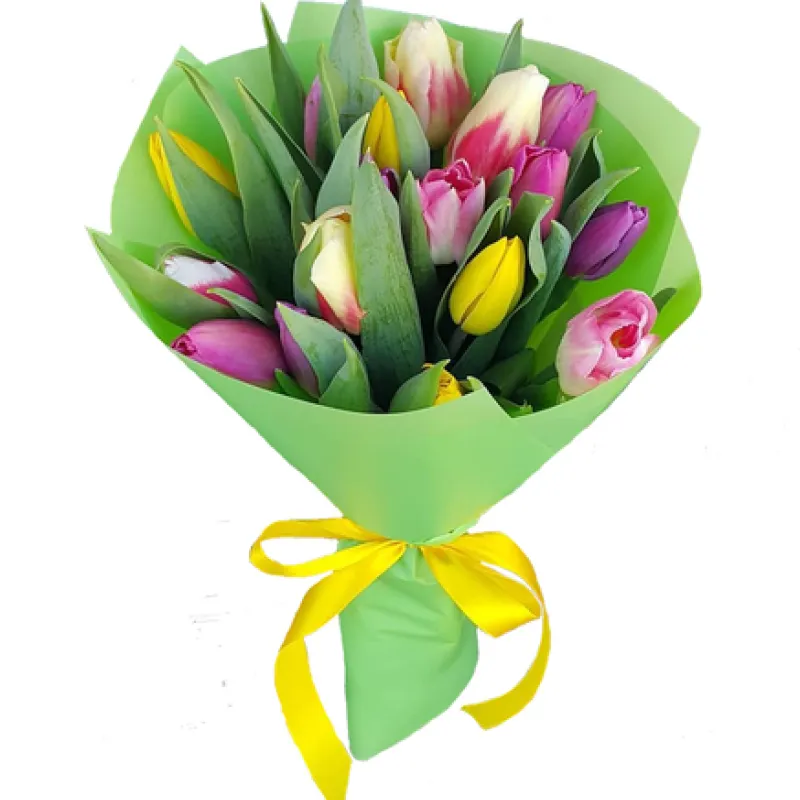 Букет из 17 разноцветных тюльпанов, доставка Никольск